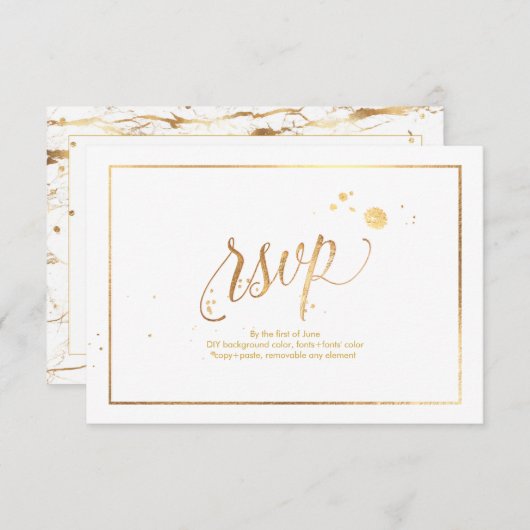 PixDezines RSVP Faux Gold Veins Marble Confetti (Voorkant / Achterkant)