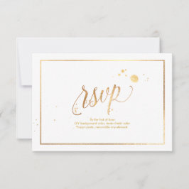 PixDezines RSVP Faux Gold Veins Marble Confetti Kaartje