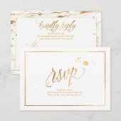 PixDezines RSVP Faux Gold Veins Marble Confetti Kaartje (Voorkant / Achterkant)