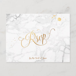 PixDezines RSVP/FAUX GOUD/MARMER Uitnodiging Briefkaart