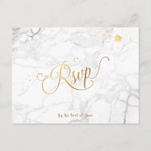 PixDezines RSVP/FAUX GOUD/MARMER Uitnodiging Briefkaart