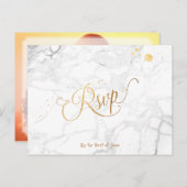 PixDezines RSVP/FAUX GOUD/MARMER Uitnodiging Briefkaart (Voorkant / Achterkant)