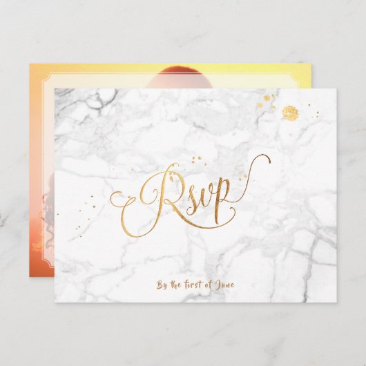 PixDezines RSVP/FAUX GOUD/MARMER Uitnodiging Briefkaart (Voorkant / Achterkant)