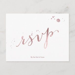PixDezines RSVP/FAUX ROOS GOLD FOIL/SCRIPT FONT Uitnodiging Briefkaart