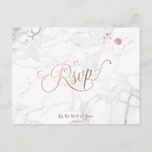 PixDezines RSVP/FAUX ROOS GOLD/MARBLE Uitnodiging Briefkaart