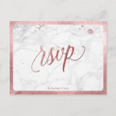 PixDezines RSVP/FAUX ROOS GOUD/MARMER Uitnodiging Briefkaart (Voorkant)