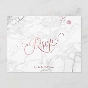 PixDezines RSVP/FAUX ROOS GOUD/MARMER Uitnodiging Briefkaart