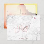 PixDezines RSVP/FAUX ROOS GOUD/MARMER Uitnodiging Briefkaart (Voorkant / Achterkant)