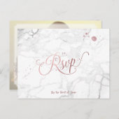PixDezines RSVP/FAUX ROOS GOUD/MARMER Uitnodiging Briefkaart (Voorkant / Achterkant)