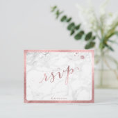 PixDezines RSVP/FAUX ROOS GOUD/MARMER Uitnodiging Briefkaart (Staand voorkant)
