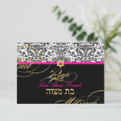 PixDezines rsvp Fidora Damask, Bat Mitzvah (Staand voorkant)