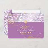 PixDezines rsvp Fidora Damask, Bat Mitzvah (Voorkant / Achterkant)