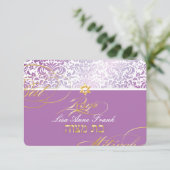 PixDezines rsvp Fidora Damask, Bat Mitzvah (Staand voorkant)