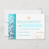 PixDezines rsvp Fidora Damask, Bat Mitzvah Kaartje (Achterkant)