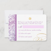 PixDezines rsvp Fidora Damask, Bat Mitzvah Kaartje (Achterkant)