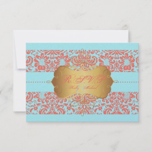 PixDezines rsvp Fidora Damask Kaartje (Voorkant)