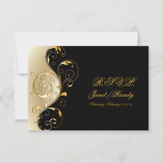 PixDezines rsvp Filigree+swirls/black+gold (Voorkant)