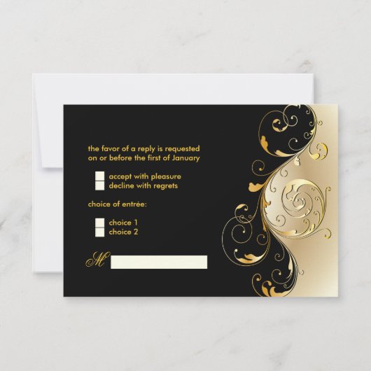 PixDezines rsvp Filigree+swirls/black+gold (Achterkant)