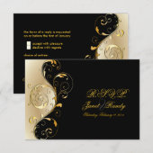 PixDezines rsvp Filigree+swirls/black+gold (Voorkant / Achterkant)