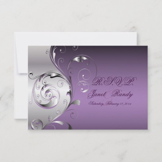 PixDezines rsvp Filigree+swirls/Silver+lavender (Voorkant)