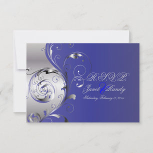 PixDezines rsvp Filigree+swirls/zilver+blauw