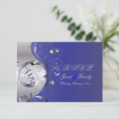 PixDezines rsvp Filigree+swirls/zilver+blauw (Staand voorkant)