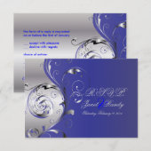 PixDezines rsvp Filigree+swirls/zilver+blauw (Voorkant / Achterkant)