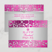 PixDezines rsvp flora damask bat mitzvah Kaartje (Voorkant / Achterkant)