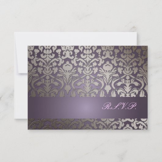 PixDezines rsvp Flora Damask/plum Kaartje (Voorkant)