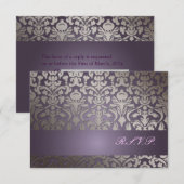 PixDezines rsvp Flora Damask/plum Kaartje (Voorkant / Achterkant)
