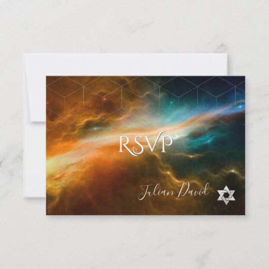 PixDezines RSVP Galaxy Space Bar Mitzvah ✡ (Voorkant)