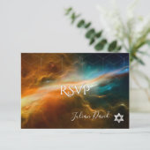 PixDezines RSVP Galaxy Space Bar Mitzvah ✡ (Staand voorkant)