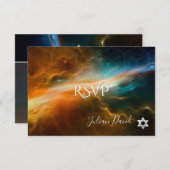 PixDezines RSVP Galaxy Space Bar Mitzvah ✡ (Voorkant / Achterkant)