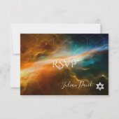 PixDezines RSVP Galaxy Space Bar Mitzvah ✡ Kaartje (Voorkant)