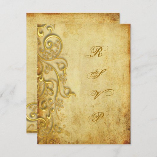 PixDezines rsvp gilded gold swirls (Voorkant / Achterkant)