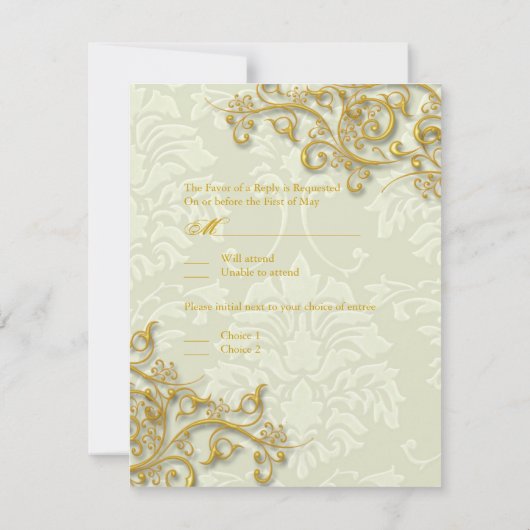PixDezines rsvp gilded gold swirls Kaartje (Achterkant)