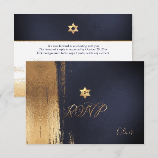 PixDezines RSVP Grafiet Mitzvah ✡ (Voorkant / Achterkant)