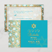 PixDezines rsvp grunge bar mitswa/blauw/goud (Voorkant / Achterkant)