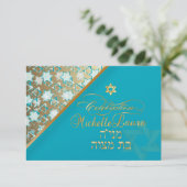 PixDezines rsvp grunge bar mitzvah/blue/gold (Staand voorkant)