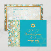 PixDezines rsvp grunge bar mitzvah/blue/gold (Voorkant / Achterkant)