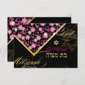 PixDezines rsvp grunge stars/Bat Mitswa Kaart (Voorkant / Achterkant)
