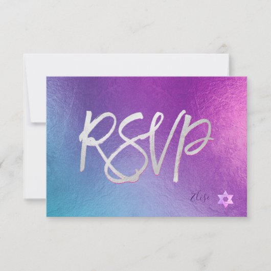 PixDezines RSVP H2 Ombre Paars+Roze Bat Mitzvah ✡ (Voorkant)
