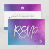 PixDezines RSVP H2 Ombre Paars+Roze Bat Mitzvah ✡ (Voorkant / Achterkant)