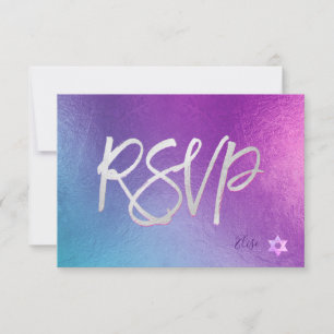 PixDezines RSVP H2 Ombre Paars+Roze Bat Mitzvah ✡