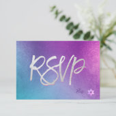PixDezines RSVP H2 Ombre Paars+Roze Bat Mitzvah ✡ (Staand voorkant)