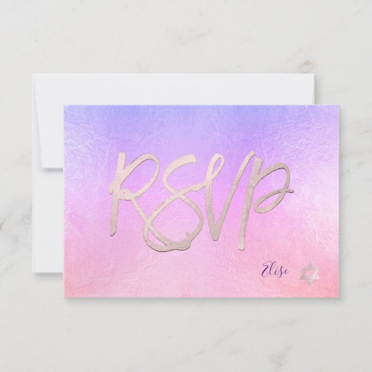 PixDezines RSVP H2 Ombre Paars+Roze Bat Mitzvah ✡ (Voorkant)