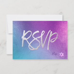 PixDezines RSVP H2 Ombre Paars+Roze Bat Mitzvah ✡ Kaartje