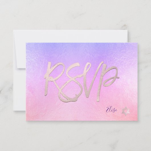 PixDezines RSVP H2 Ombre Paars+Roze Bat Mitzvah ✡ Kaartje (Voorkant)