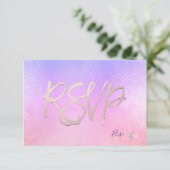 PixDezines RSVP H2 Ombre Paars+Roze Bat Mitzvah ✡ Kaartje (Staand voorkant)