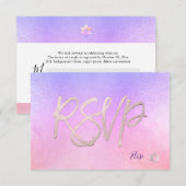 PixDezines RSVP H2 Ombre Paars+Roze Bat Mitzvah ✡ Kaartje (Voorkant / Achterkant)